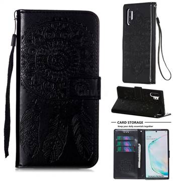 Embossing Dream Catcher Mandala Flower Leather Wallet Case for Samsung Galaxy Note 10 Pro (6.75 inch) / Note 10+ - Black