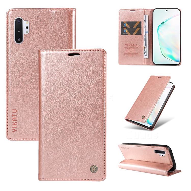 YIKATU Litchi Card Magnetic Automatic Suction Leather Flip Cover for Samsung Galaxy Note 10 Pro (6.75 inch) / Note 10+ - Rose Gold