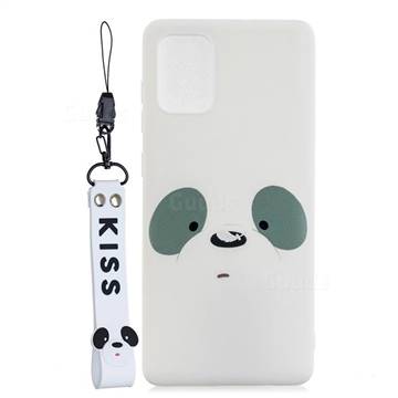 White Feather Panda Soft Kiss Candy Hand Strap Silicone Case for Samsung Galaxy Note 20