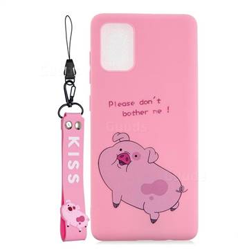 Pink Cute Pig Soft Kiss Candy Hand Strap Silicone Case for Samsung Galaxy Note 20