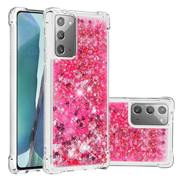 Dynamic Liquid Glitter Sand Quicksand TPU Case for Samsung Galaxy Note 20 - Pink Love Heart