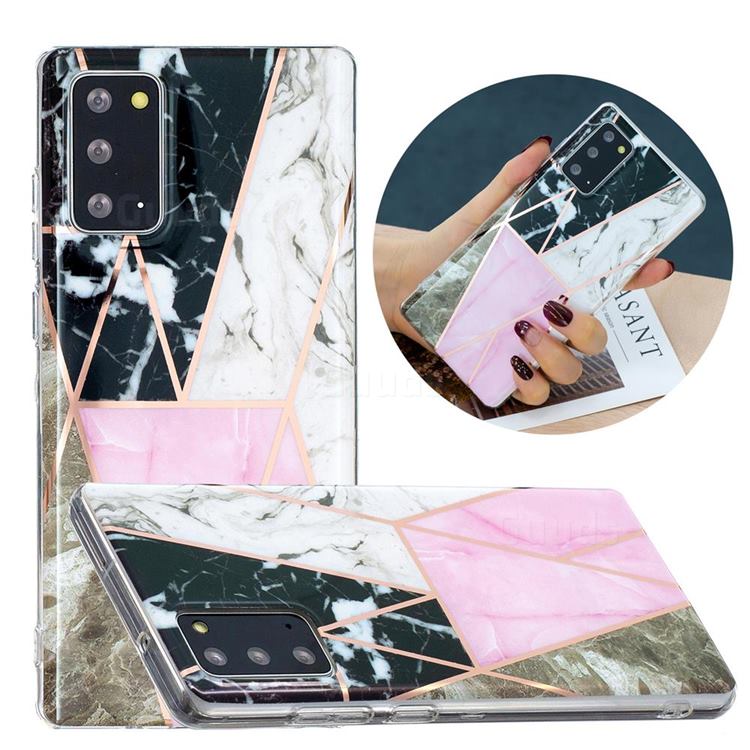 Pink and Black Painted Marble Electroplating Protective Case for Samsung Galaxy Note 20