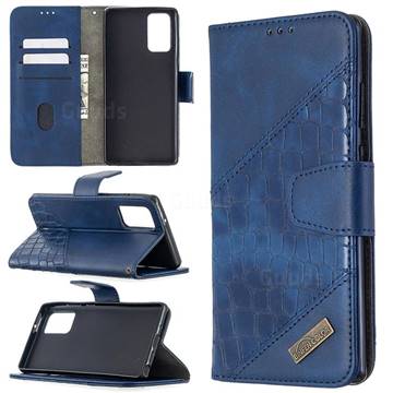 BinfenColor BF04 Color Block Stitching Crocodile Leather Case Cover for Samsung Galaxy Note 20 - Blue