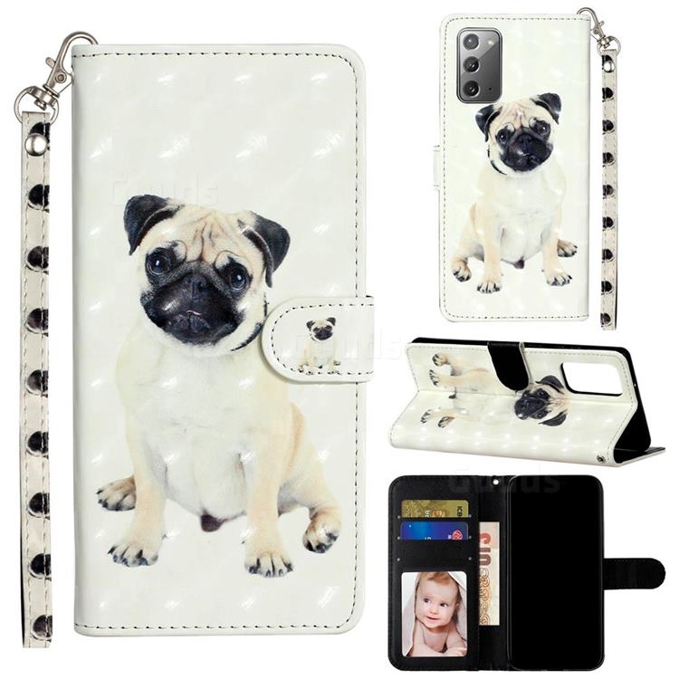 Pug Dog 3D Leather Phone Holster Wallet Case for Samsung Galaxy Note 20