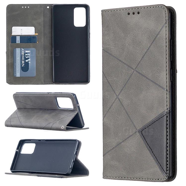 Prismatic Slim Magnetic Sucking Stitching Wallet Flip Cover for Samsung Galaxy Note 20 - Gray