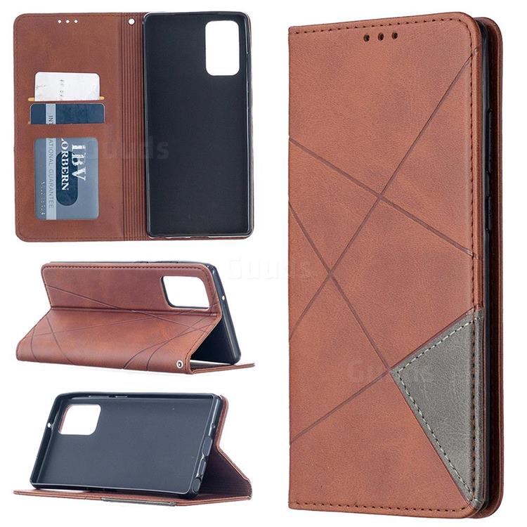 Prismatic Slim Magnetic Sucking Stitching Wallet Flip Cover for Samsung Galaxy Note 20 - Brown