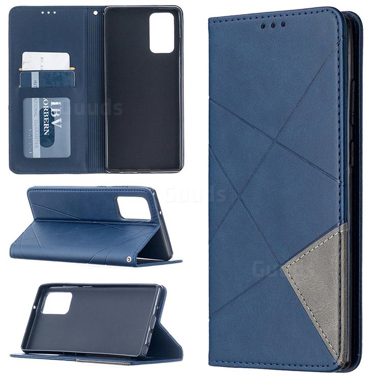 Prismatic Slim Magnetic Sucking Stitching Wallet Flip Cover for Samsung Galaxy Note 20 - Blue
