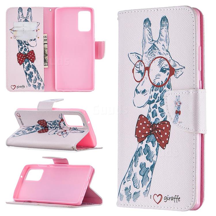 Glasses Giraffe Leather Wallet Case for Samsung Galaxy Note 20