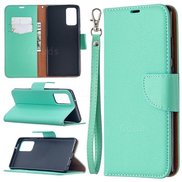 Classic Luxury Litchi Leather Phone Wallet Case for Samsung Galaxy Note 20 - Green
