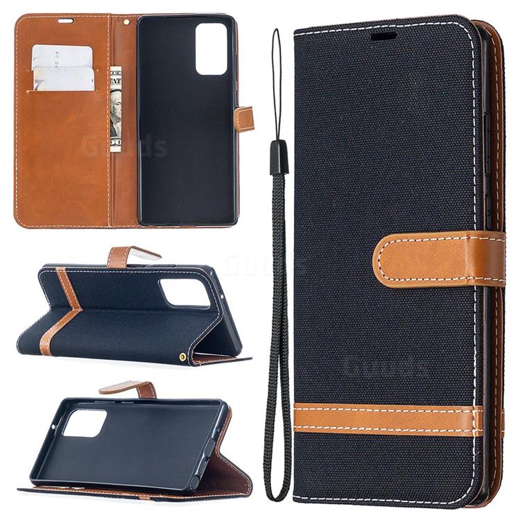 Jeans Cowboy Denim Leather Wallet Case for Samsung Galaxy Note 20 - Black