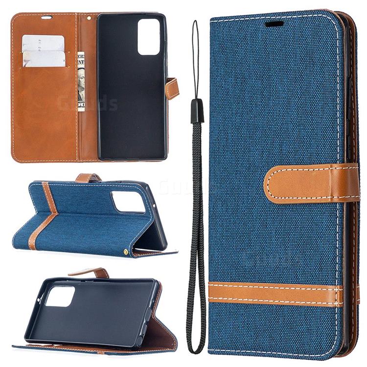 Jeans Cowboy Denim Leather Wallet Case for Samsung Galaxy Note 20 - Dark Blue