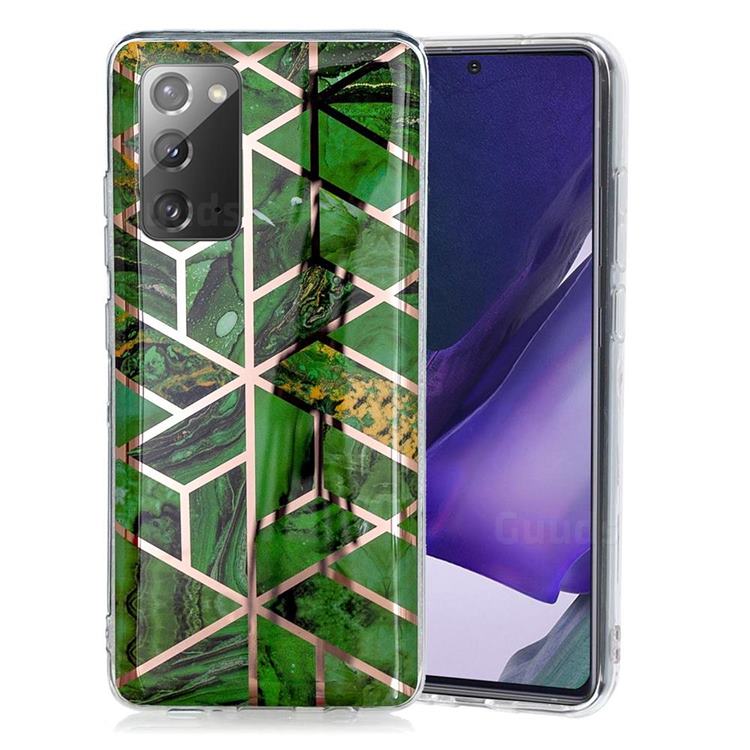 Green Rhombus Galvanized Rose Gold Marble Phone Back Cover for Samsung Galaxy Note 20