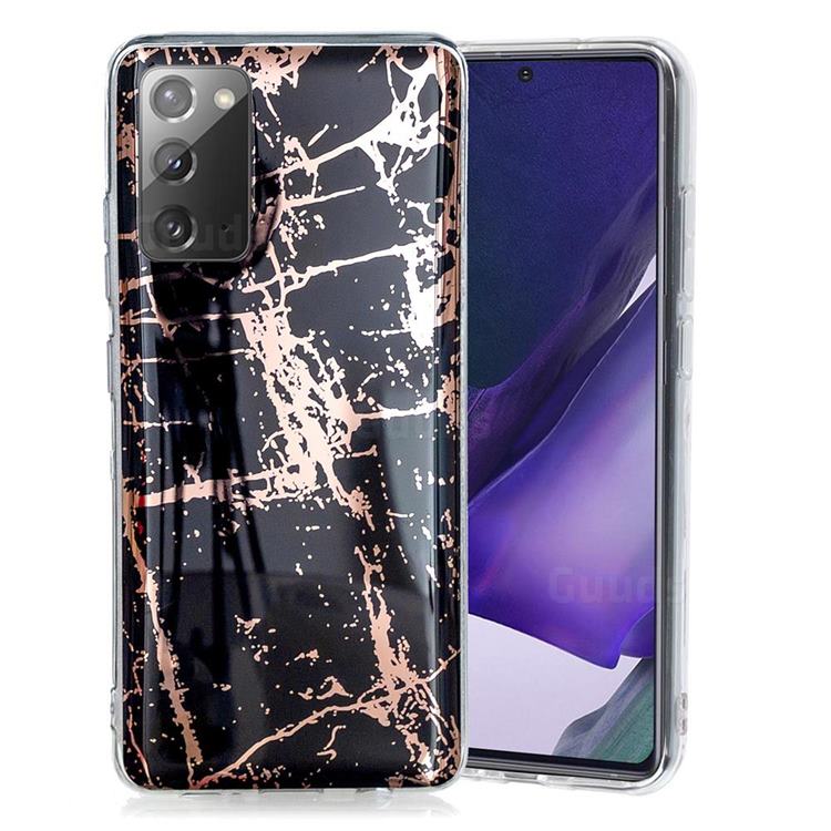 Black Galvanized Rose Gold Marble Phone Back Cover for Samsung Galaxy Note 20