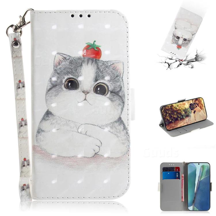 Cute Tomato Cat 3D Painted Leather Wallet Phone Case for Samsung Galaxy Note 20