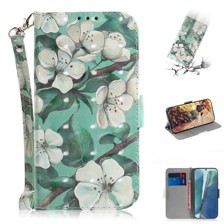 Watercolor Flower 3D Painted Leather Wallet Phone Case for Samsung Galaxy Note 20