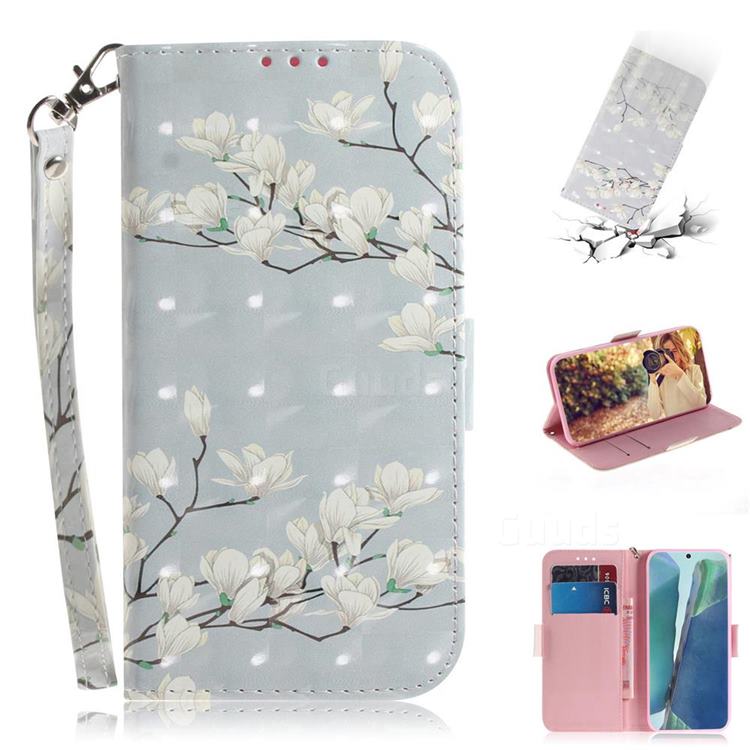 Magnolia Flower 3D Painted Leather Wallet Phone Case for Samsung Galaxy Note 20