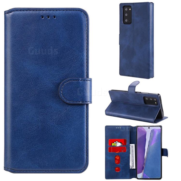 Retro Calf Matte Leather Wallet Phone Case for Samsung Galaxy Note 20 - Blue