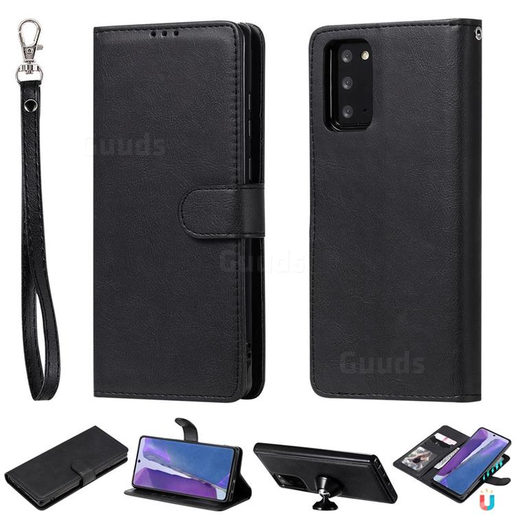 Retro Greek Detachable Magnetic PU Leather Wallet Phone Case for Samsung Galaxy Note 20 - Black