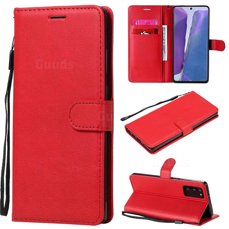 Retro Greek Classic Smooth PU Leather Wallet Phone Case for Samsung Galaxy Note 20 - Red