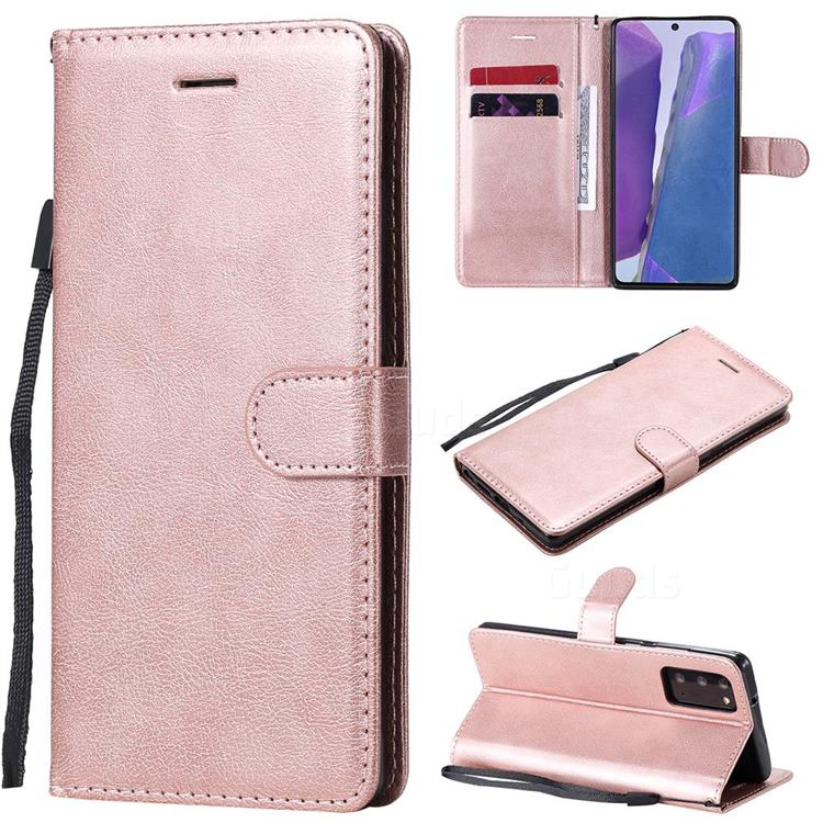 Retro Greek Classic Smooth PU Leather Wallet Phone Case for Samsung Galaxy Note 20 - Rose Gold