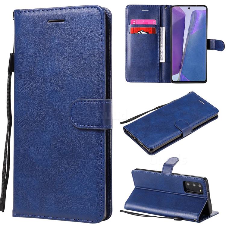 Retro Greek Classic Smooth PU Leather Wallet Phone Case for Samsung Galaxy Note 20 - Blue