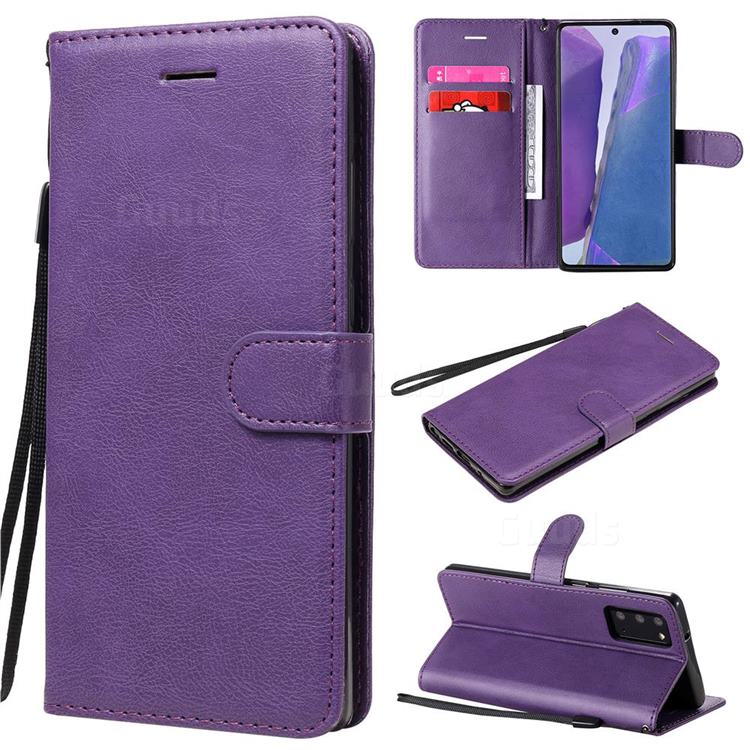 Retro Greek Classic Smooth PU Leather Wallet Phone Case for Samsung Galaxy Note 20 - Purple