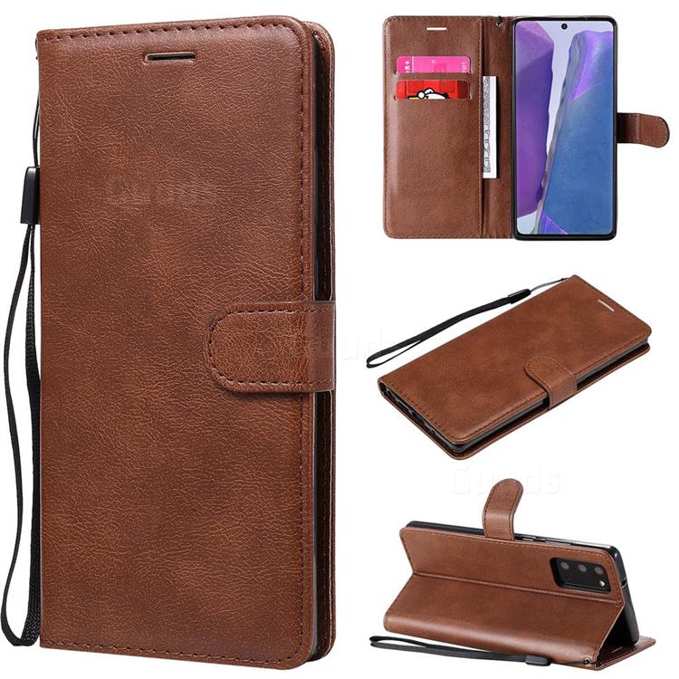 Retro Greek Classic Smooth PU Leather Wallet Phone Case for Samsung Galaxy Note 20 - Brown