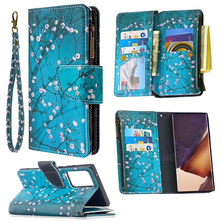 Blue Plum Binfen Color BF03 Retro Zipper Leather Wallet Phone Case for Samsung Galaxy Note 20