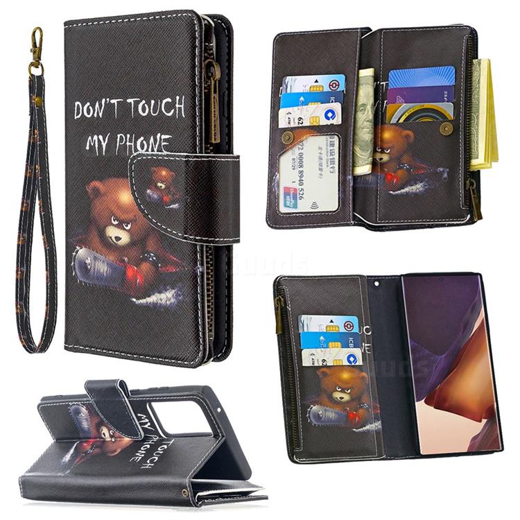 Chainsaw Bear Binfen Color BF03 Retro Zipper Leather Wallet Phone Case for Samsung Galaxy Note 20