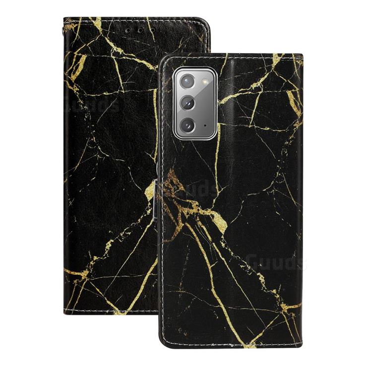 Black Gold Marble PU Leather Wallet Case for Samsung Galaxy Note 20