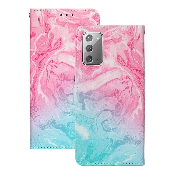 Pink Green Marble PU Leather Wallet Case for Samsung Galaxy Note 20