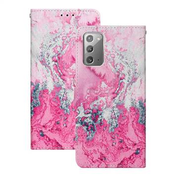 Pink Seawater PU Leather Wallet Case for Samsung Galaxy Note 20