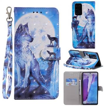 Ice Wolf 3D Painted Leather Wallet Phone Case for Samsung Galaxy Note 20