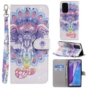Colorful Elephant 3D Painted Leather Wallet Phone Case for Samsung Galaxy Note 20