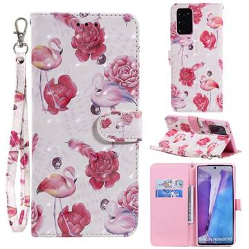 Flamingo 3D Painted Leather Wallet Phone Case for Samsung Galaxy Note 20