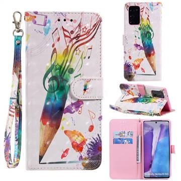 Music Pen 3D Painted Leather Wallet Phone Case for Samsung Galaxy Note 20