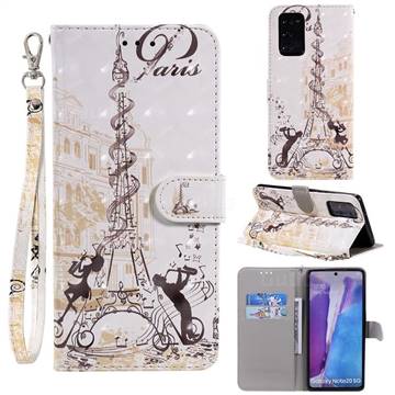 Tower Couple 3D Painted Leather Wallet Phone Case for Samsung Galaxy Note 20