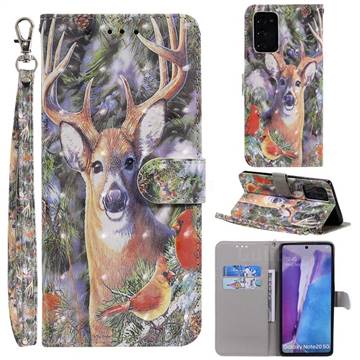Elk Deer 3D Painted Leather Wallet Phone Case for Samsung Galaxy Note 20