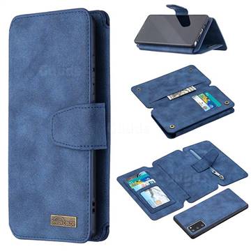 Binfen Color BF07 Frosted Zipper Bag Multifunction Leather Phone Wallet for Samsung Galaxy Note 20 - Blue