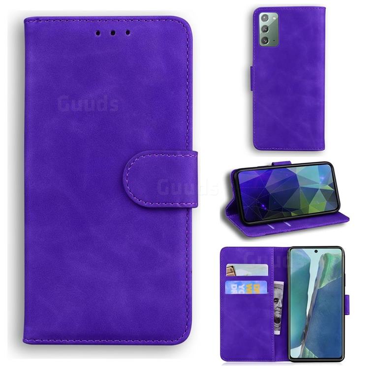 Retro Classic Skin Feel Leather Wallet Phone Case for Samsung Galaxy Note 20 - Purple