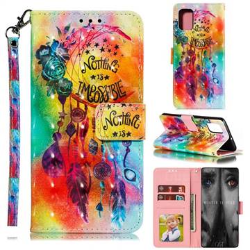 Flower Wind Chimes 3D Painted Leather Phone Wallet Case for Samsung Galaxy Note 20