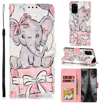 Bow Elephant 3D Painted Leather Phone Wallet Case for Samsung Galaxy Note 20