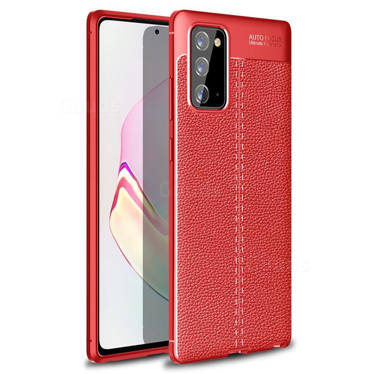 Luxury Auto Focus Litchi Texture Silicone TPU Back Cover for Samsung Galaxy Note 20 - Red
