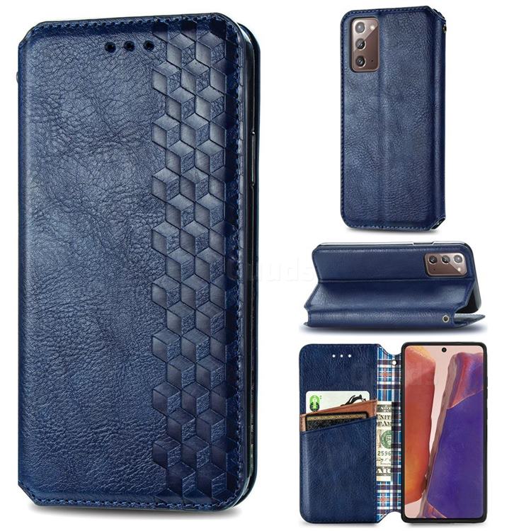 Ultra Slim Fashion Business Card Magnetic Automatic Suction Leather Flip Cover for Samsung Galaxy Note 20 - Dark Blue
