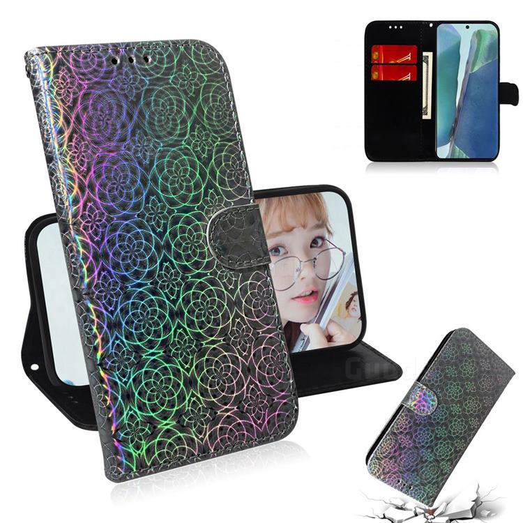 Laser Circle Shining Leather Wallet Phone Case for Samsung Galaxy Note 20 - Silver