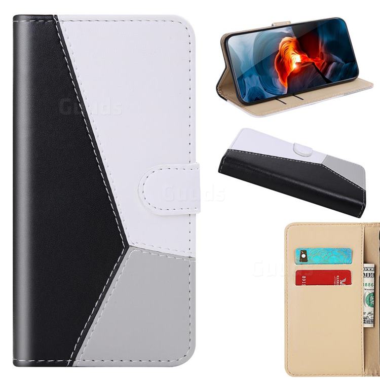 Tricolour Stitching Wallet Flip Cover for Samsung Galaxy Note 20 - Black