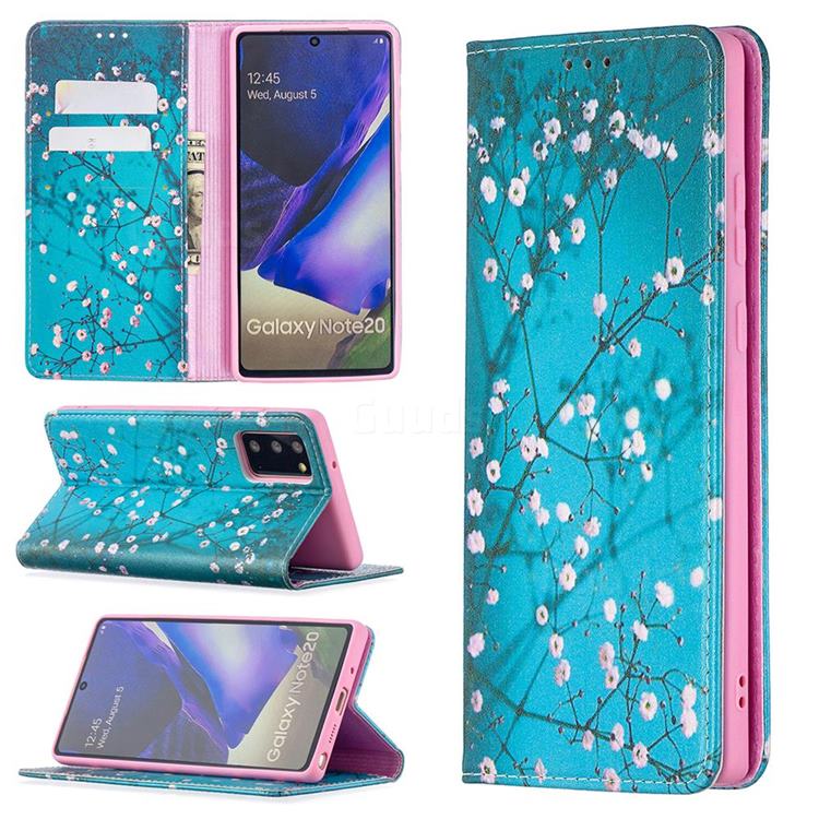 Plum Blossom Slim Magnetic Attraction Wallet Flip Cover for Samsung Galaxy Note 20