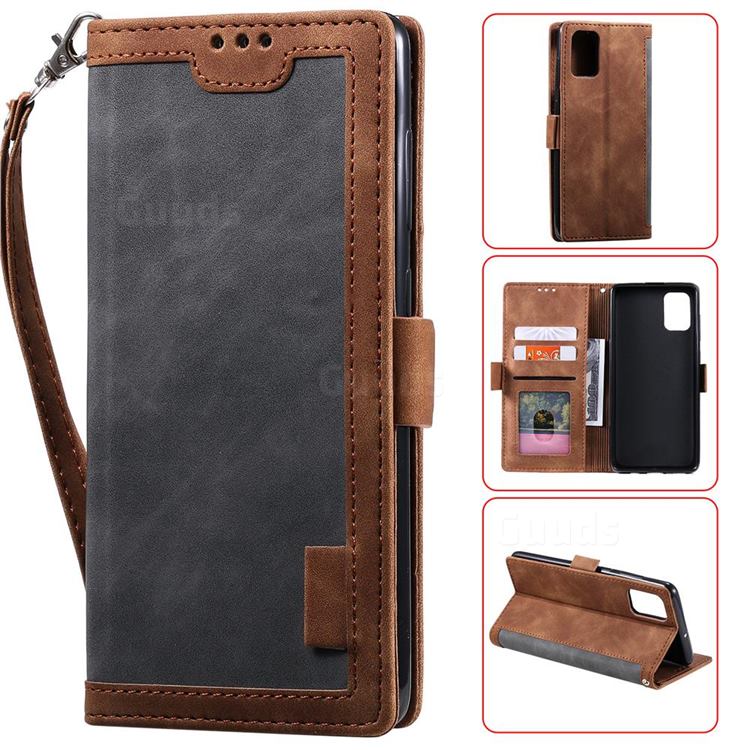 Luxury Retro Stitching Leather Wallet Phone Case for Samsung Galaxy Note 20 - Gray