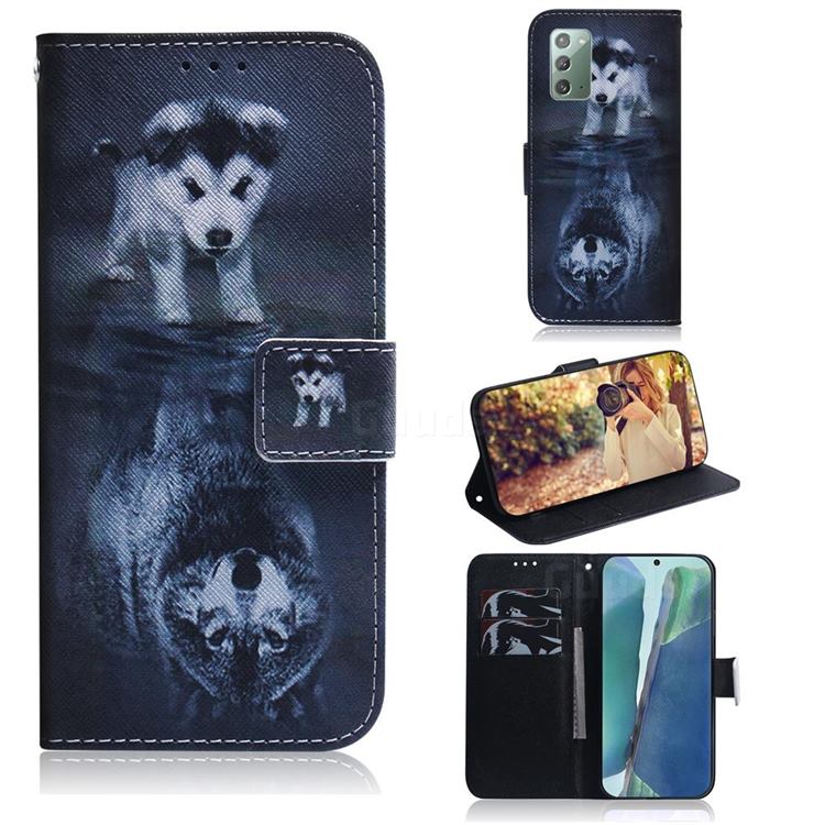 Wolf and Dog PU Leather Wallet Case for Samsung Galaxy Note 20