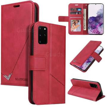 GQ.UTROBE Right Angle Silver Pendant Leather Wallet Phone Case for Samsung Galaxy Note 20 - Red